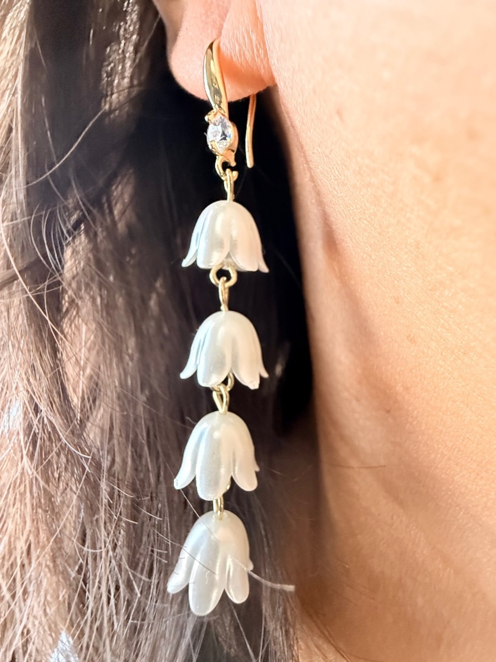 Floral Petal Fringe Earrings with 925 Sterling Silver Post